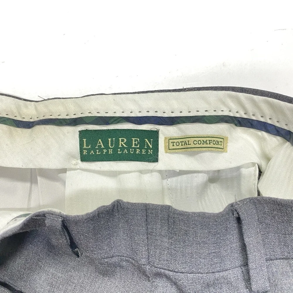 Lauren Ralph Lauren Pants Mens 36x30 Gray 100% Wool Pleated GREEN LABEL